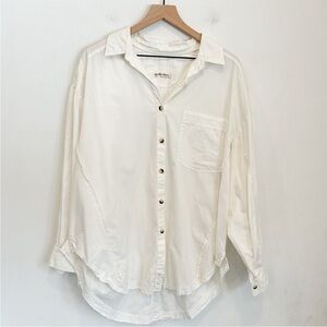 We The Free Oversized Raw Hem Button Up Shirt White Size L